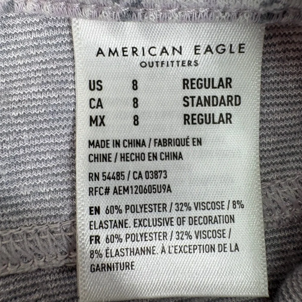 American Eagle Purple Grey‎ Plaid High Rise Flare Knit Pants Size 8 Regular